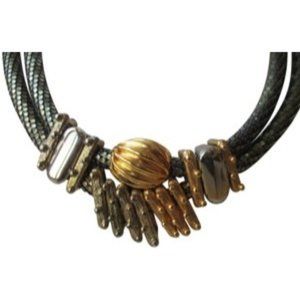 SALE*Pewter Chunky Double Round Scaled Ropes Goldtone